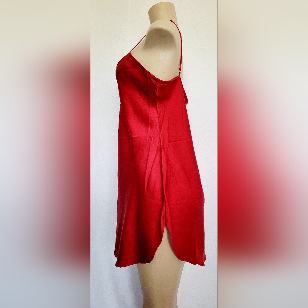 Victoria's Secret Gold Label Luxe 100%Silk SexyRed Slip Chemise Nightgown Medium - Picture 7 of 16